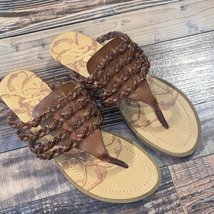 Elegant Brown Braided Women's Sandals